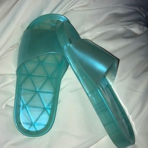 Aqua Blue Urban Outfitters Slides